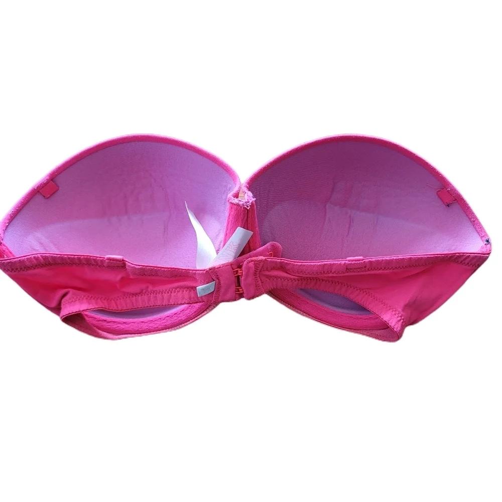 Victoria's Secret PINK Bra Size 32D Pink Strapless Padded Underwire - Picture 3 of 4